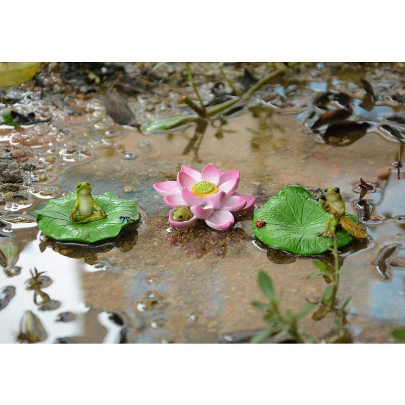 Top Collection Miniature Fairy Garden and Terrarium Cute Mini Frog Sleeping on Lotus Flower Figurine - Image 5